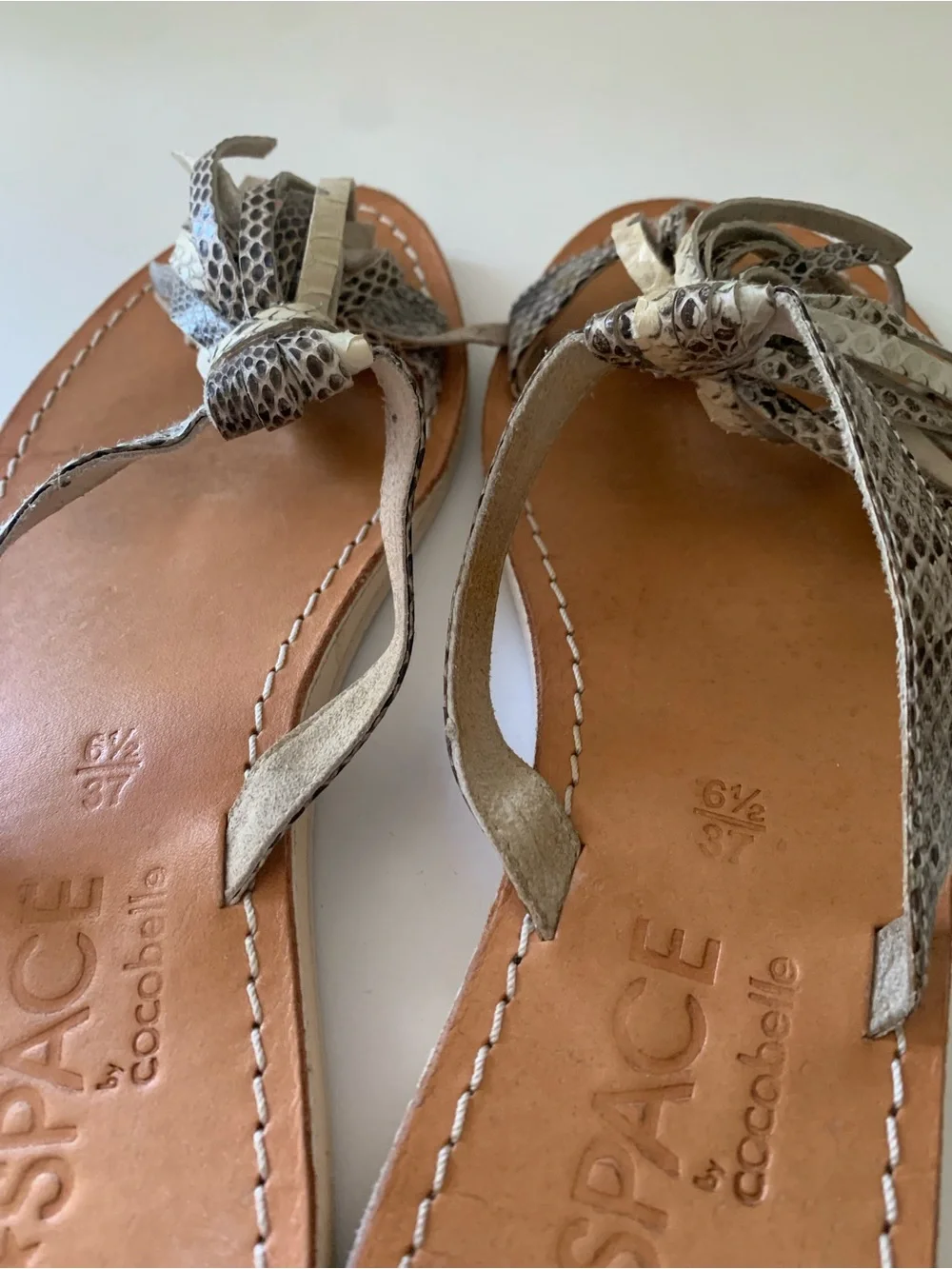 L*Space by Cocobelle Leather Fringe Sandal in Natural Animal Print, Snake, 6.5